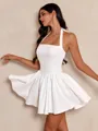 Adorable Poise White A-line Halter Bow Short/Mini Dress