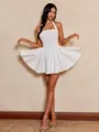 Adorable Poise White A-line Halter Bow Short/Mini Dress