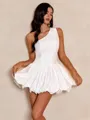 Always Celebrating White A-line One-Shoulder Short/Mini Taffeta Dress