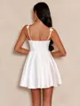 Gorgeous Aesthetic White A-line Straps Bow Short/Mini Satin Dress