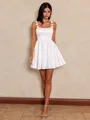 Gorgeous Aesthetic White A-line Straps Bow Short/Mini Satin Dress