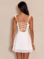 Party with Prosecco White A-line Straps Pleated Short/Mini Chiffon Dress
