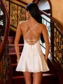 Always Admired White Sheath Spaghetti Straps Short/Mini Chiffon Dress