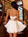 Friendly Flirtation White A-line Spaghetti Straps Pleated Short/Mini Chiffon Dress