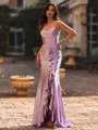 Trendy Sheath Spaghetti Straps Ruffles Floor-Length Corset Prom Dress