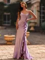 Trendy Sheath Spaghetti Straps Ruffles Floor-Length Corset Prom Dress