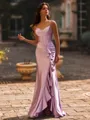 Trendy Sheath Spaghetti Straps Ruffles Floor-Length Corset Prom Dress