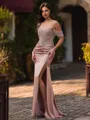 Delicate Sheath Off-the-Shoulder Beading Floor-Length Corset Prom Dress