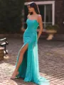 Exquisite Sheath Straight Pleated Sweep Train Corset Prom Dress