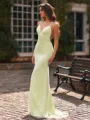 Enchanting Sheath V-Neck Sweep Train Corset Prom Dress