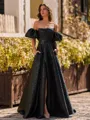 Mesmerizing A-Line Straight Short Sleeves Sweep Train Corset Prom Dress