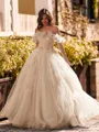 Striking Ball-Gown Off-the-Shoulder Flower Floor-Length Tulle Corset Prom Dress