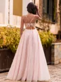 Magnificent A-Line Spaghetti Straps Flower Floor-Length Tulle Corset Prom Dress