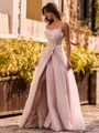 Magnificent A-Line Spaghetti Straps Flower Floor-Length Tulle Corset Prom Dress