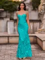 Fashion-forward Sheath Spaghetti Straps Appliques Lace Floor-Length Lace Corset Prom Dress