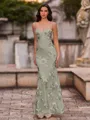 Fashion-forward Sheath Spaghetti Straps Appliques Lace Floor-Length Lace Corset Prom Dress
