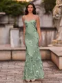 Fashion-forward Sheath Spaghetti Straps Appliques Lace Floor-Length Lace Corset Prom Dress