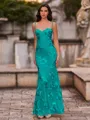 Fashion-forward Sheath Spaghetti Straps Appliques Lace Floor-Length Lace Corset Prom Dress