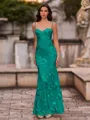 Fashion-forward Sheath Spaghetti Straps Appliques Lace Floor-Length Lace Corset Prom Dress