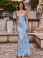 Fashion-forward Sheath Spaghetti Straps Appliques Lace Floor-Length Lace Corset Prom Dress
