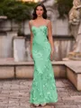 Fashion-forward Sheath Spaghetti Straps Appliques Lace Floor-Length Lace Corset Prom Dress