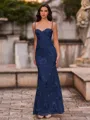 Fashion-forward Sheath Spaghetti Straps Appliques Lace Floor-Length Lace Corset Prom Dress