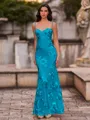 Fashion-forward Sheath Spaghetti Straps Appliques Lace Floor-Length Lace Corset Prom Dress