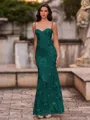 Fashion-forward Sheath Spaghetti Straps Appliques Lace Floor-Length Lace Corset Prom Dress