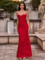 Fashion-forward Sheath Spaghetti Straps Appliques Lace Floor-Length Lace Corset Prom Dress