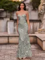 Fashion-forward Sheath Spaghetti Straps Appliques Lace Floor-Length Lace Corset Prom Dress