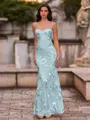 Fashion-forward Sheath Spaghetti Straps Appliques Lace Floor-Length Lace Corset Prom Dress