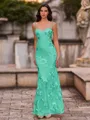 Fashion-forward Sheath Spaghetti Straps Appliques Lace Floor-Length Lace Corset Prom Dress