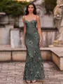 Fashion-forward Sheath Spaghetti Straps Appliques Lace Floor-Length Lace Corset Prom Dress