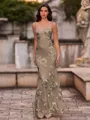 Fashion-forward Sheath Spaghetti Straps Appliques Lace Floor-Length Lace Corset Prom Dress