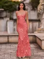 Fashion-forward Sheath Spaghetti Straps Appliques Lace Floor-Length Lace Corset Prom Dress