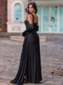 Hermosos Sheath Straps Beading Floor-Length Jersey Corset Prom Dress