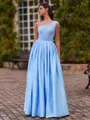 Pretty A-Line One-Shoulder Beading Floor-Length Charmeuse Corset Prom Dress