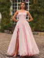 Delicate A-Line Halter Pleated Floor-Length Taffeta Corset Prom Dress
