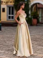 Opulent A-Line Sweetheart Sequin Floor-Length Satin Corset Prom Dress