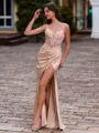 Stunning Sheath V-Neck Beading Floor-Length Corset Prom Dress