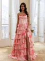 Delicate A-Line Sweetheart Cascading Ruffles Floor-Length Corset Prom Dress