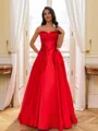 Stunning A-Line Sweetheart Appliques Lace Floor-Length Satin Corset Prom Dress