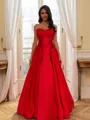 Stunning A-Line Sweetheart Appliques Lace Floor-Length Satin Corset Prom Dress