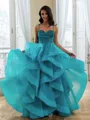 Magnificent A-Line Straps Beading Floor-Length Tulle Corset Prom Dress