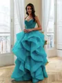 Magnificent A-Line Straps Beading Floor-Length Tulle Corset Prom Dress