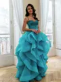 Magnificent A-Line Straps Beading Floor-Length Tulle Corset Prom Dress