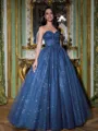 Fashion Ball-Gown Sweetheart Appliques Lace Floor-Length Tulle Corset Prom Dress