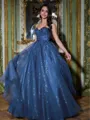 Fashion Ball-Gown Sweetheart Appliques Lace Floor-Length Tulle Corset Prom Dress